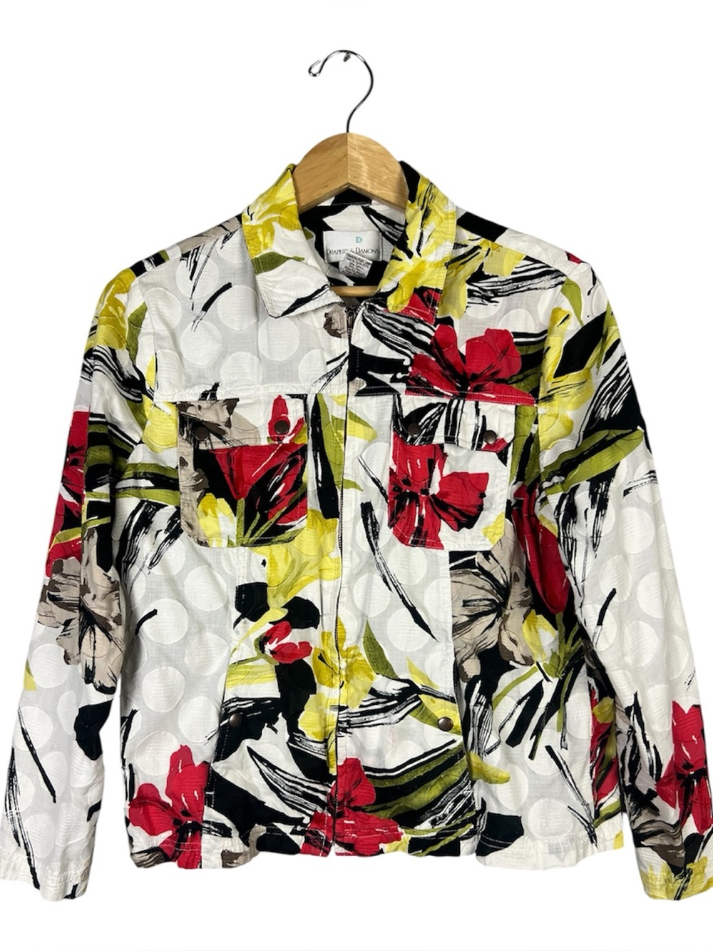 Draper’s & Damon’s Floral Full Zip Lightweight Textured Size L